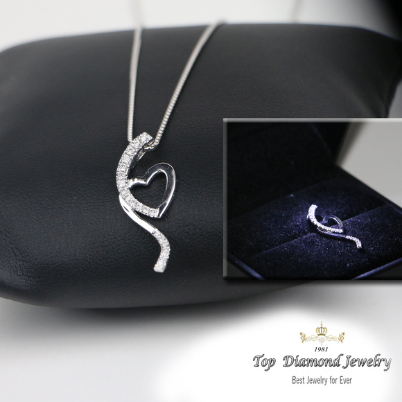 TGDJ Jewelry - Genuine 14K WG Diamond Pendant 0.13Ct  with Chain